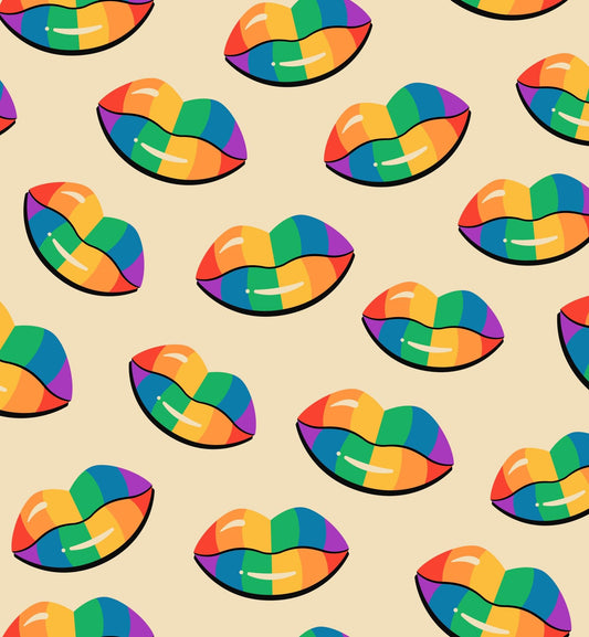Rainbow Color Lips Pattern Edible Image Photo Cake Border Strips 3 Pre Cut Strips Per Sheet 2.6″ x 10.5"