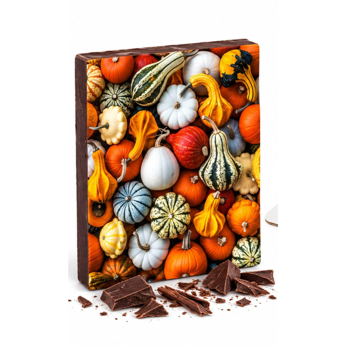 Colorful Autumn Gourds and Pumpkins Edible Chocolate Transfer Sheet for Chocolate Treats, 1 Count