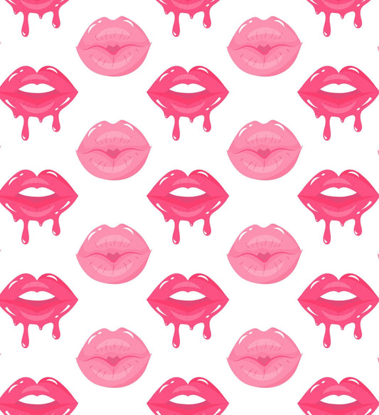 Dripping Pink Lipstick Kissy Lips Pattern Edible Image Photo Cake Border Strips 3 Pre Cut Strips Per Sheet 2.6″ x 10.5"