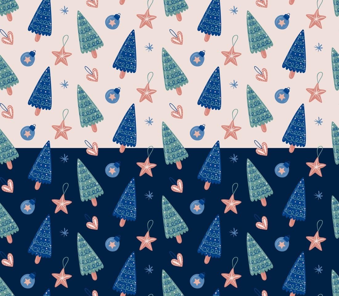 Blue Christmas Trees and Stars Edible Chocolate Transfer Sheet for Chocolate Covered Strawberries and Bark, 1 Count