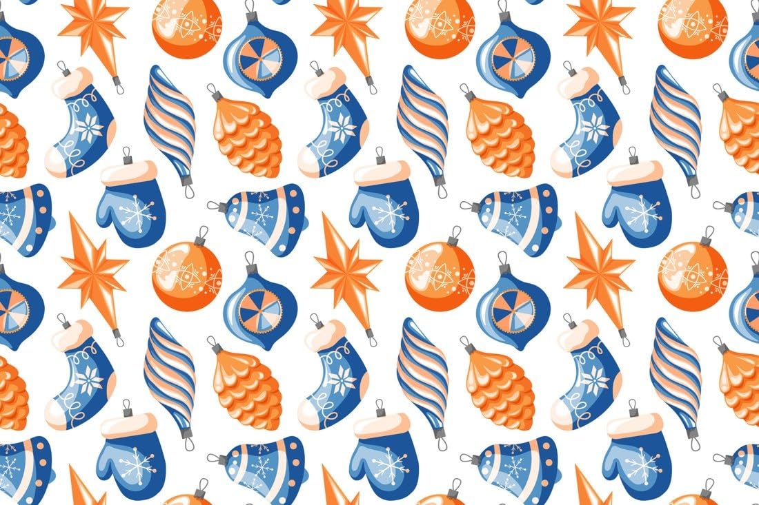 Blue and Orange Christmas Ornaments Edible Cocoa Butter Transfer Sheet for Chocolate Treats, 1 Count