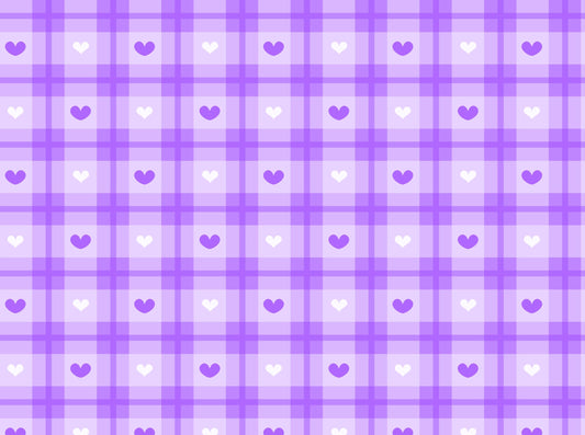Purple & White Hearts With Plaid Pattern On Edible Image Chocolate Transfer Sheet. Apply To Your Custom Chocolate Treats