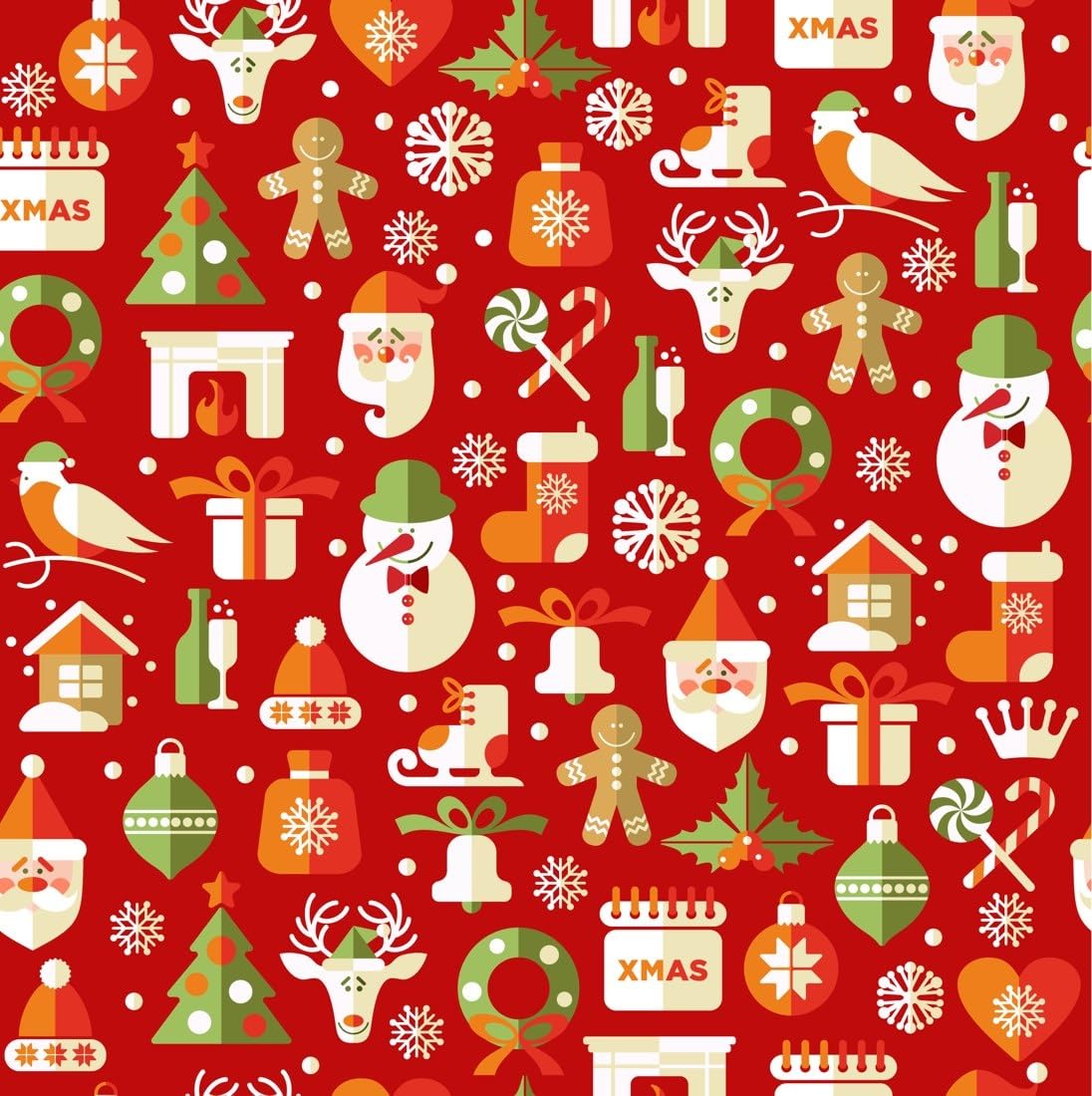 Christmas Icons on Red Edible Cocoa Butter Transfer Sheet for Chocolate Treats, 1 Count