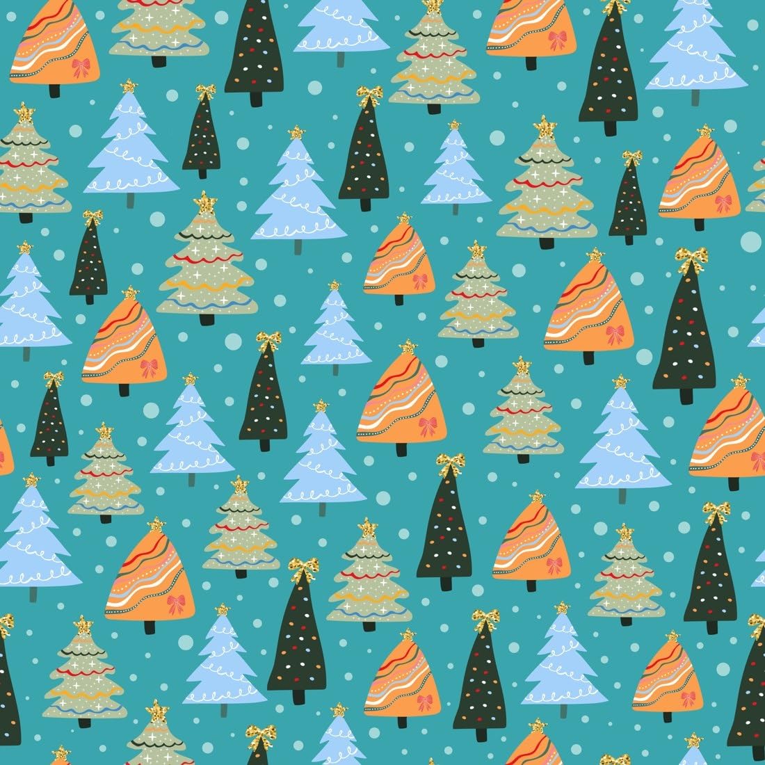 Colorful Christmas Trees on Teal Edible Chocolate Transfer Sheet for Chocolate Covered Strawberries and Bark, 1 Count