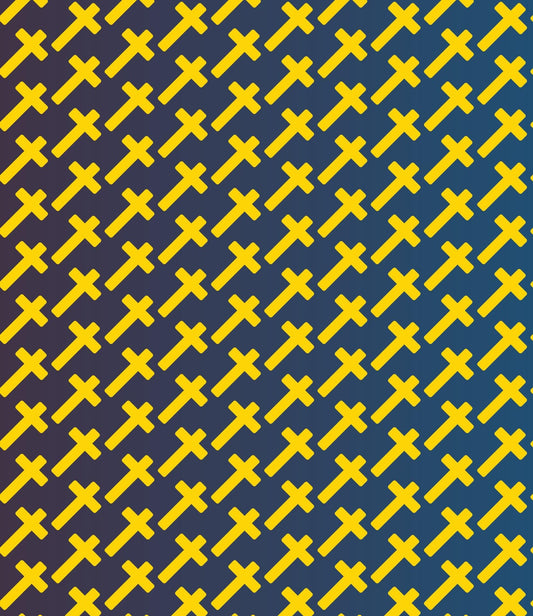 Blue & Yellow Cross Pattern Edible Image Photo Cake Topper For Quarter Sheet Cake