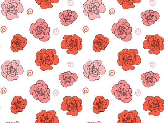 Coral & Pink Color Roses Pattern Edible Image Photo Cake Topper For Quarter Sheet Cake