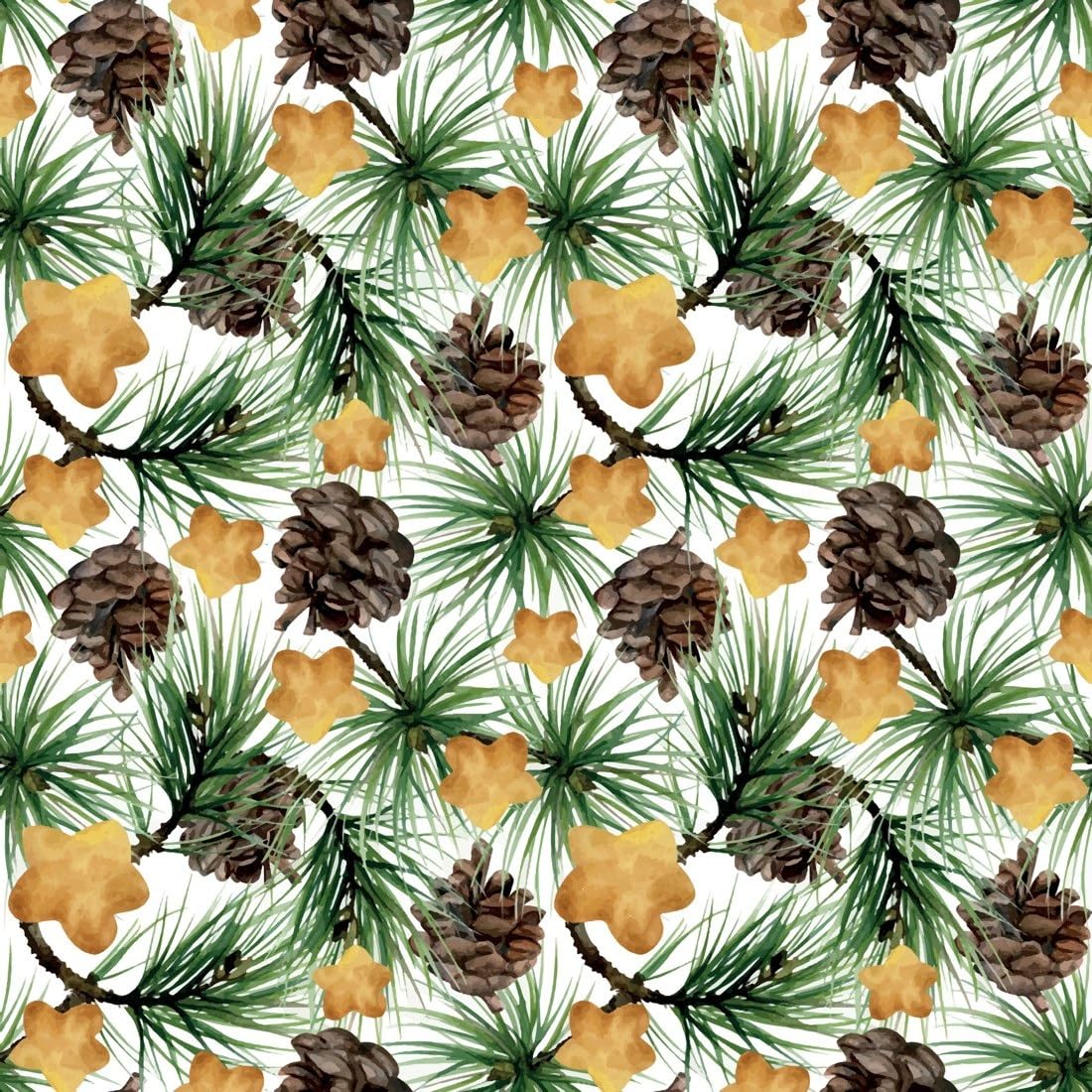 Watercolor Pine Branches Pinecones and Gold Stars Edible Chocolate Transfer Sheet for Chocolate Covered Strawberries and Bark, 1 Count