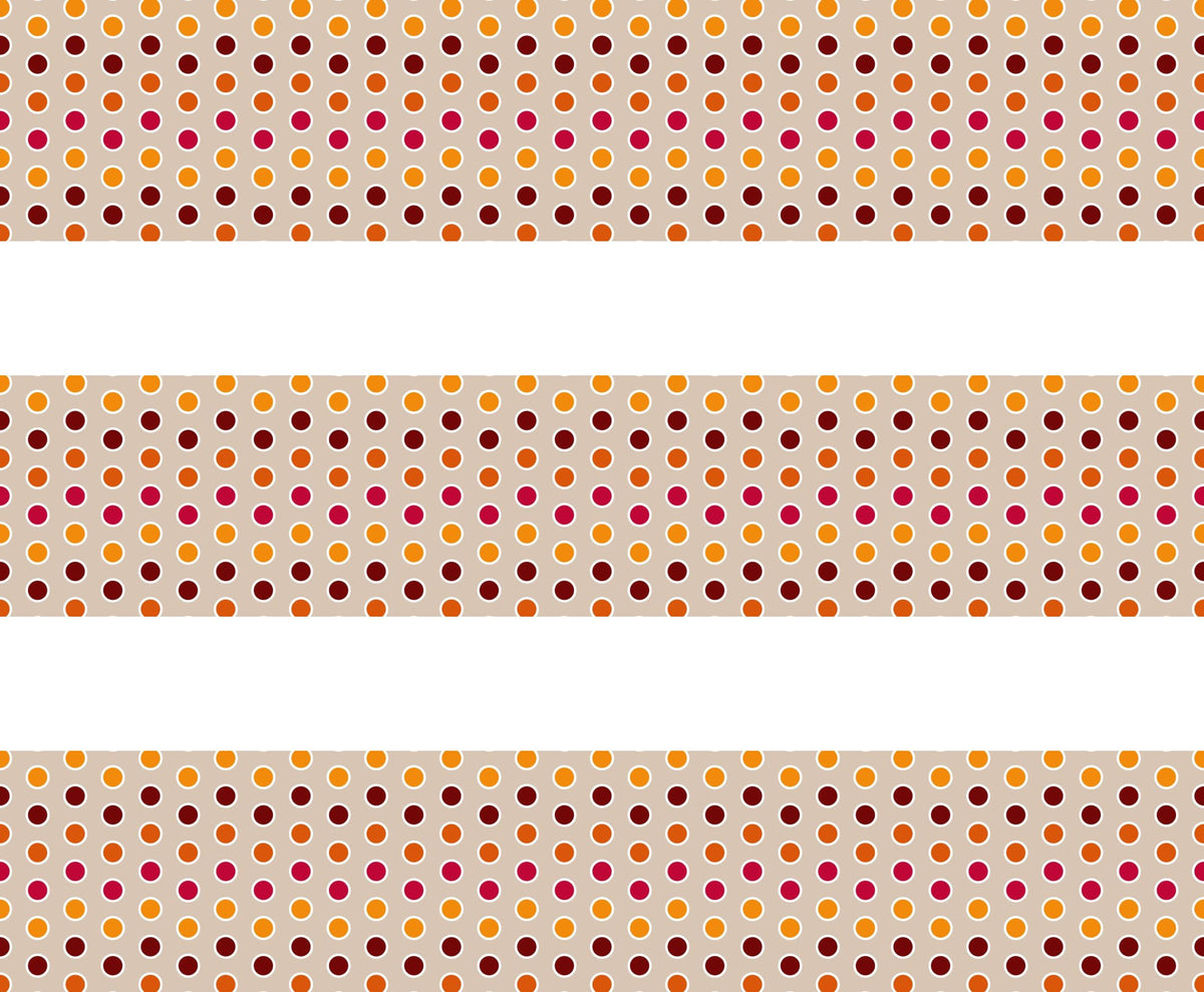 Red Orange Polka Dots on Brown Edible Image Cake Border Strips, by Party Poppin Cake Toppin. (1 Count)