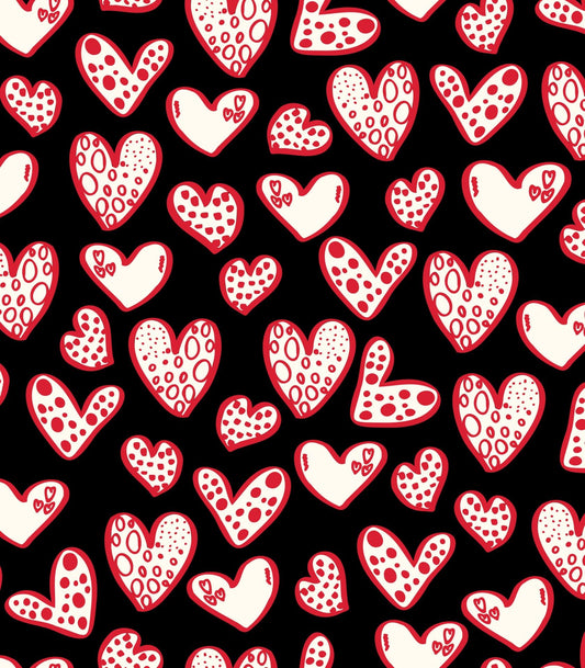 Black, Red & White Heart Pattern On Edible Image Chocolate Transfer Sheet. Apply To Your Custom Chocolate Treats