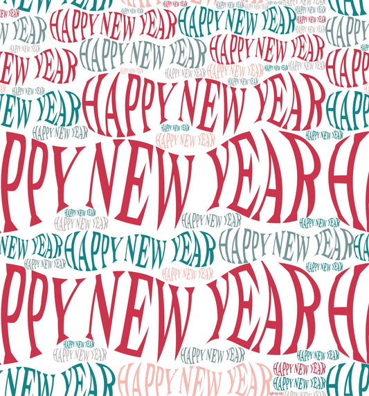 Happy New Year Celebration Pattern Edible Image Photo Cake Topper For Half Sheet Cake
