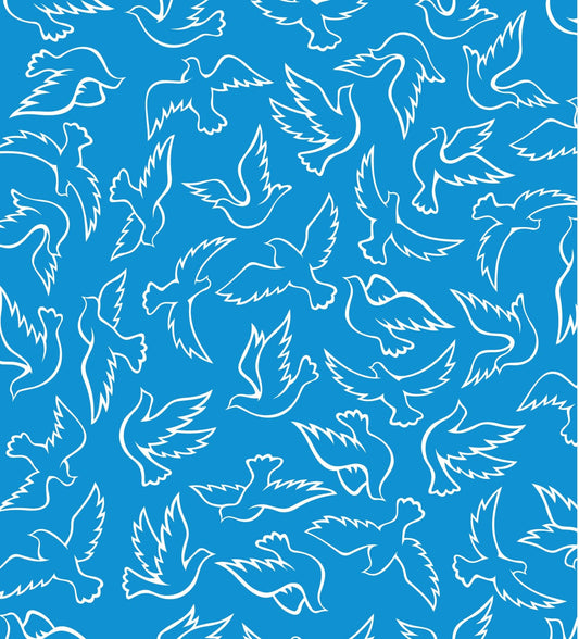 Blue Doves Flying Pattern Edible Image Photo Cake Border Strips 3 Pre Cut Strips Per Sheet 2.6″ x 10.5"