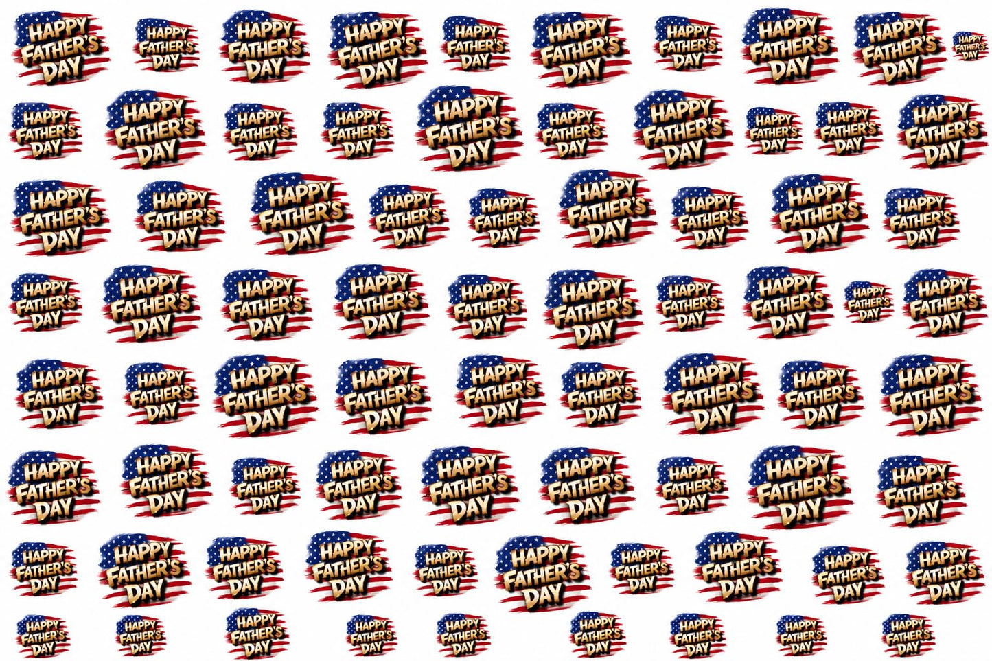 Happy Fathers Day American Flag with White Background Pattern On Edible Image Chocolate Transfer Sheet. Apply To Your Custom Chocolate Treats