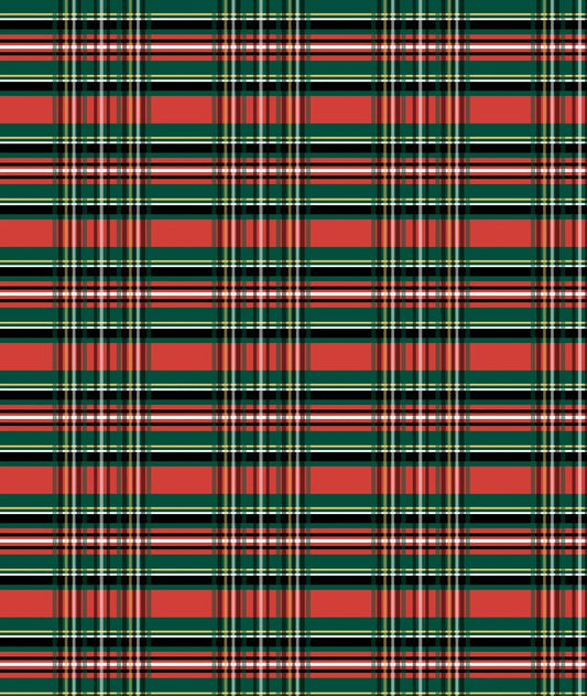 Red, Green, Black & Green Tartan Kilt Plaid Pattern Edible Image Photo Cake Topper For Half Sheet Cake