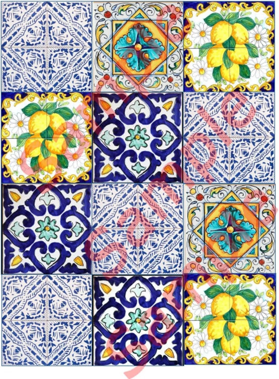 Italian Wedding Tile Design On Edible Image Chocolate Photo Transfer Sheet. Apply To Your Custom Chocolate Treats