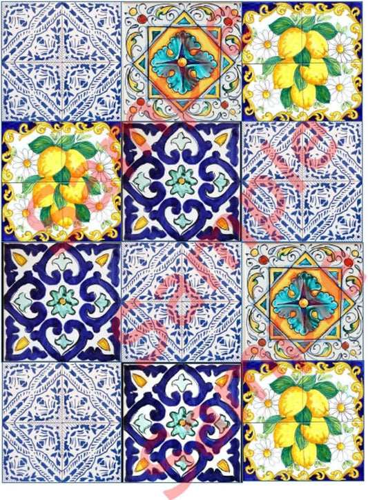 Italian Wedding Tile Design On Edible Image Chocolate Photo Transfer Sheet. Apply To Your Custom Chocolate Treats