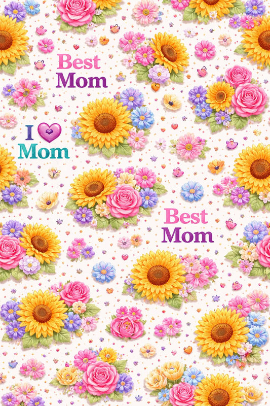 Floral Best Mom Beautiful Pattern Edible Image Photo Cake Topper For Half Sheet Cake