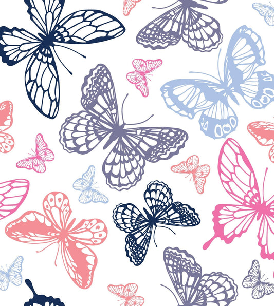 Pink, Blue & Purple Butterfly Pattern Edible Image Photo Cake Topper For Quarter Sheet Cake