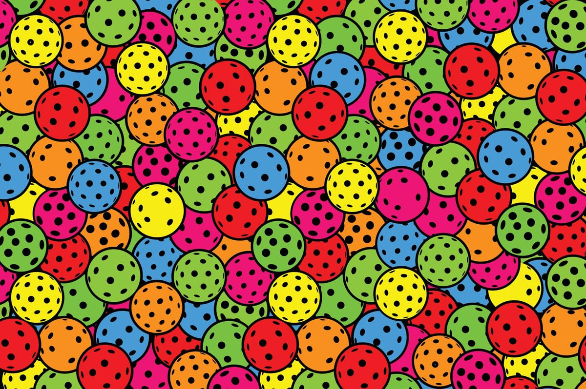 Multicolor Pickleballs on Black Pattern Edible Image Cake Border Strips, by Party Poppin Cake Toppin. (1 Count)