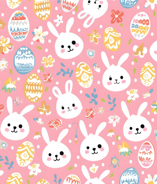 Easter Egg & Cute Easter Rabbit Pattern On Edible Image Chocolate Transfer Sheet. Apply To Your Custom Chocolate Treats