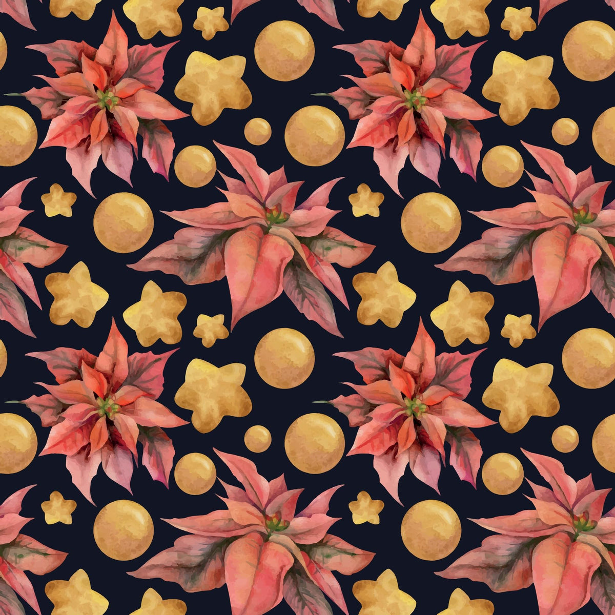 Poinsettia & Gold Stars Edible Image Chocolate Transfer Sheet