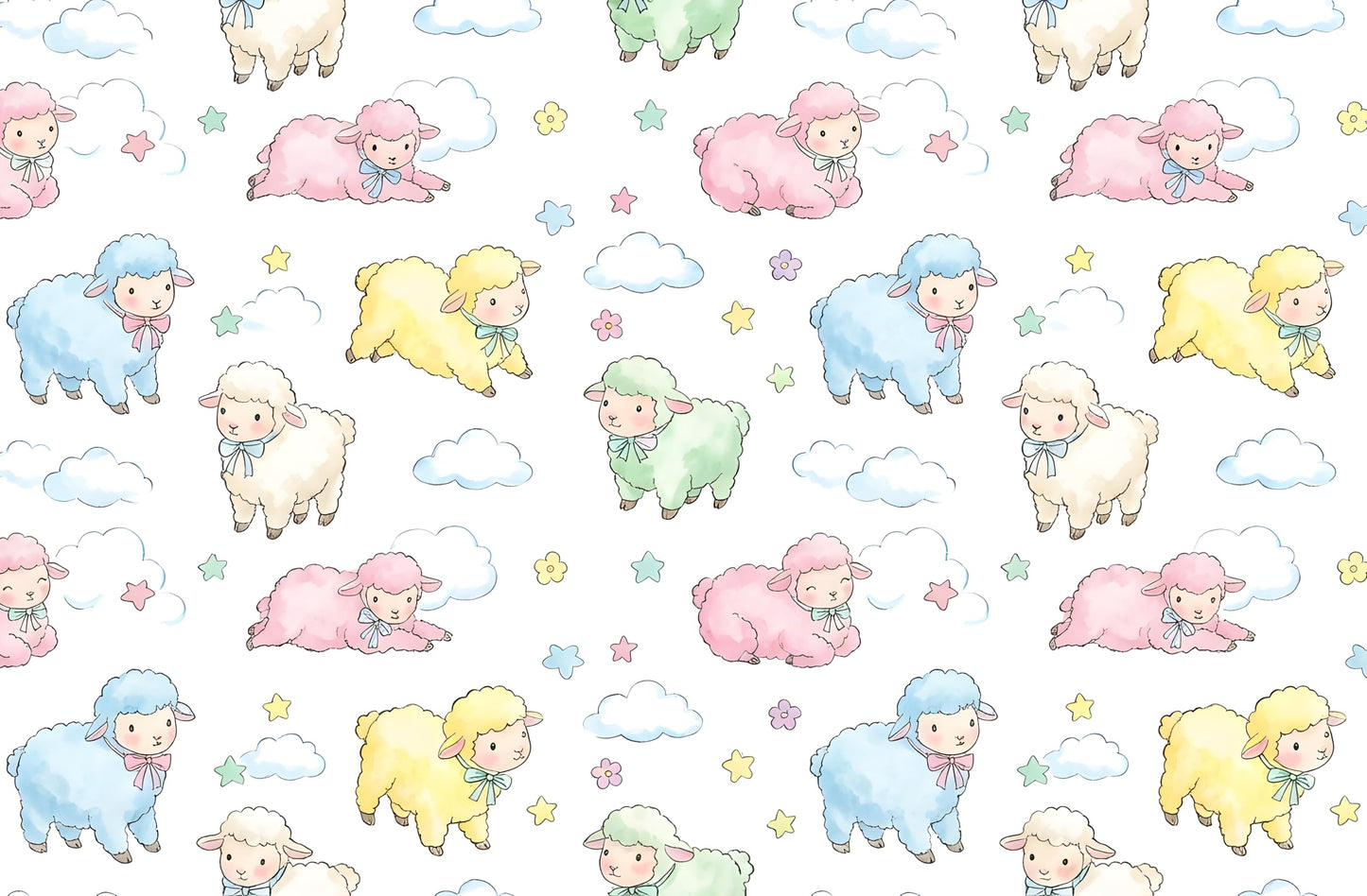 Sheep In Clouds Pattern Edible Image Photo Cake Border Strips 3 Pre Cut Strips Per Sheet 2.6″ x 10.5"
