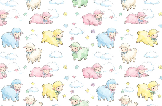 Sheep In Clouds Pattern Edible Image Photo Cake Topper For Quarter Sheet Cake
