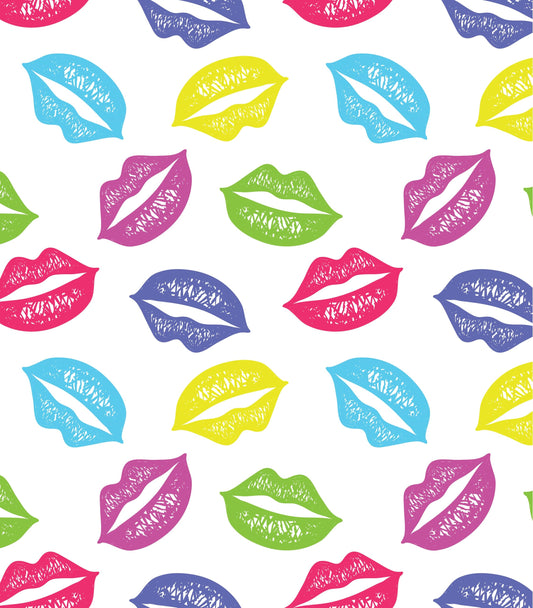 Rainbow Multi Color Lips Pattern On Edible Image Chocolate Transfer Sheet. Apply To Your Custom Chocolate Treats