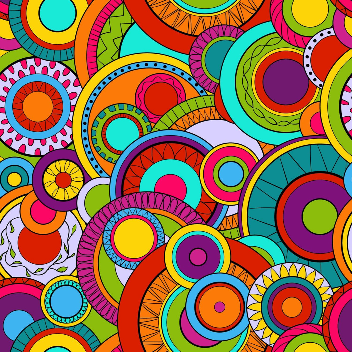 Rainbow Retro Circles Pattern Edible Chocolate Transfer Sheet, by Party Poppin Cake Toppin. (1 Count)