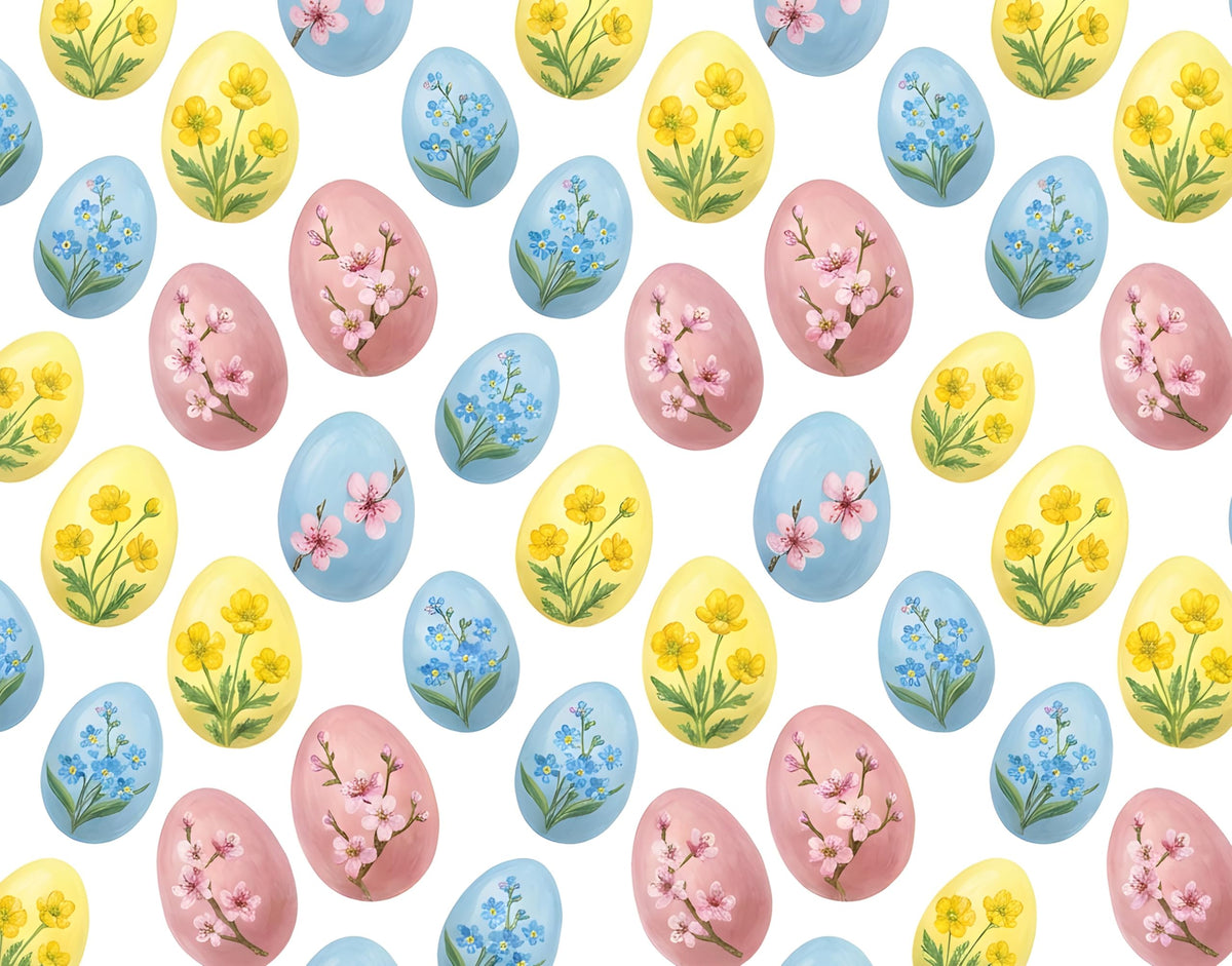 Floral Happy Easter Egg Pattern On Edible Image Chocolate Transfer Sheet. Apply To Your Custom Chocolate Treats