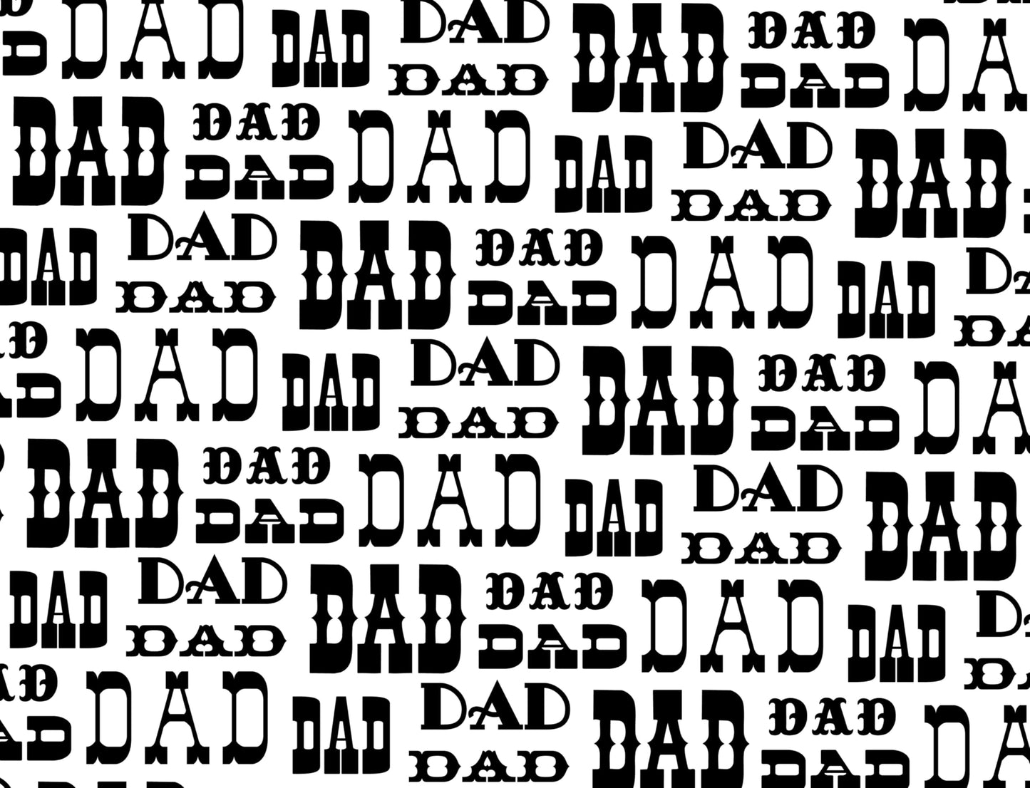 Black & White Dad Text Pattern Edible Image Photo Cake Topper For Quarter Sheet Cake