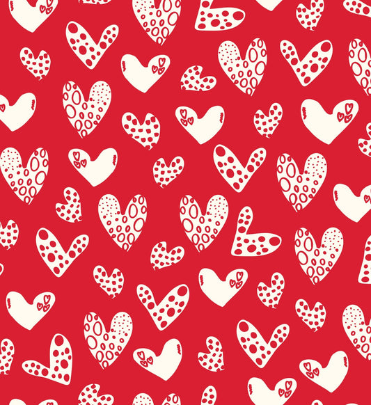 White Hearts On Red Pattern Edible Image Photo Cake Topper For Half Sheet Cake