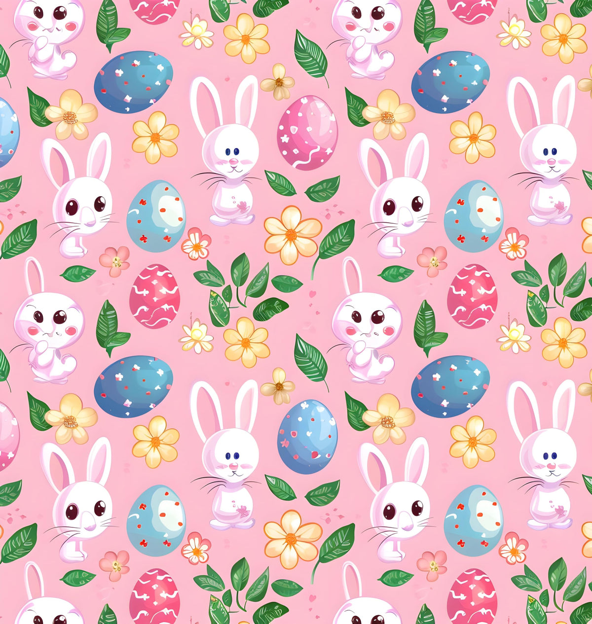 Easter Bunny, Decorated Eggs & Floral Pink Pattern Edible Image Photo Cake Border Strips 3 Pre Cut Strips Per Sheet 2.6″ x 10.5"