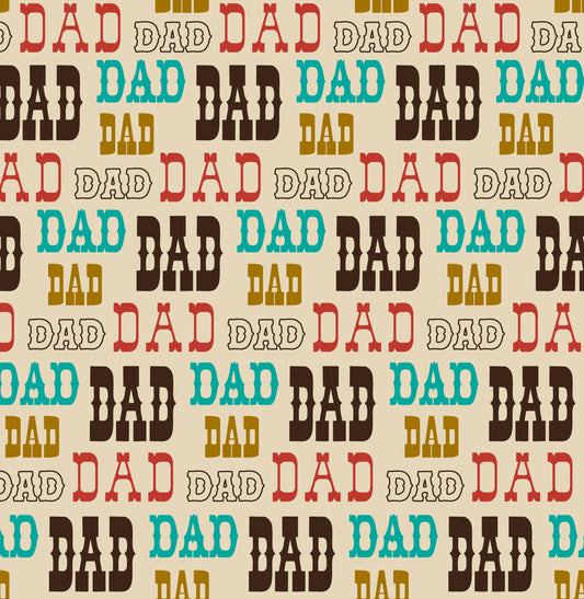 Western Happy Fathers Day Text Pattern On Edible Image Chocolate Transfer Sheet. Apply To Your Custom Chocolate Treats