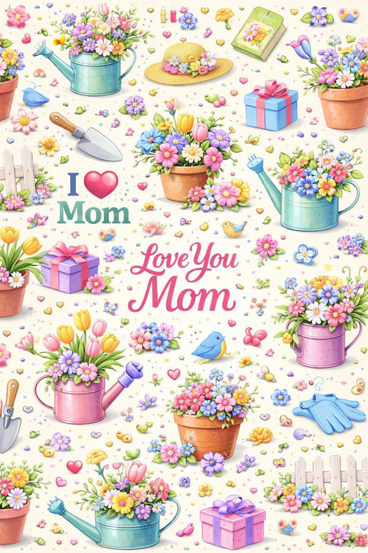Gardening Mom I Love You Edible Image Photo Cake Topper For Quarter Sheet Cake