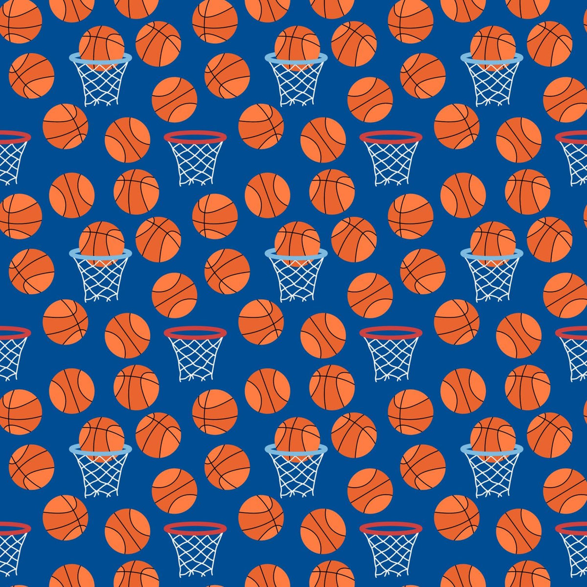Orange Basketballs on Blue Pattern Edible Chocolate Transfer Sheet, by Party Poppin Cake Toppin. (1 Count)
