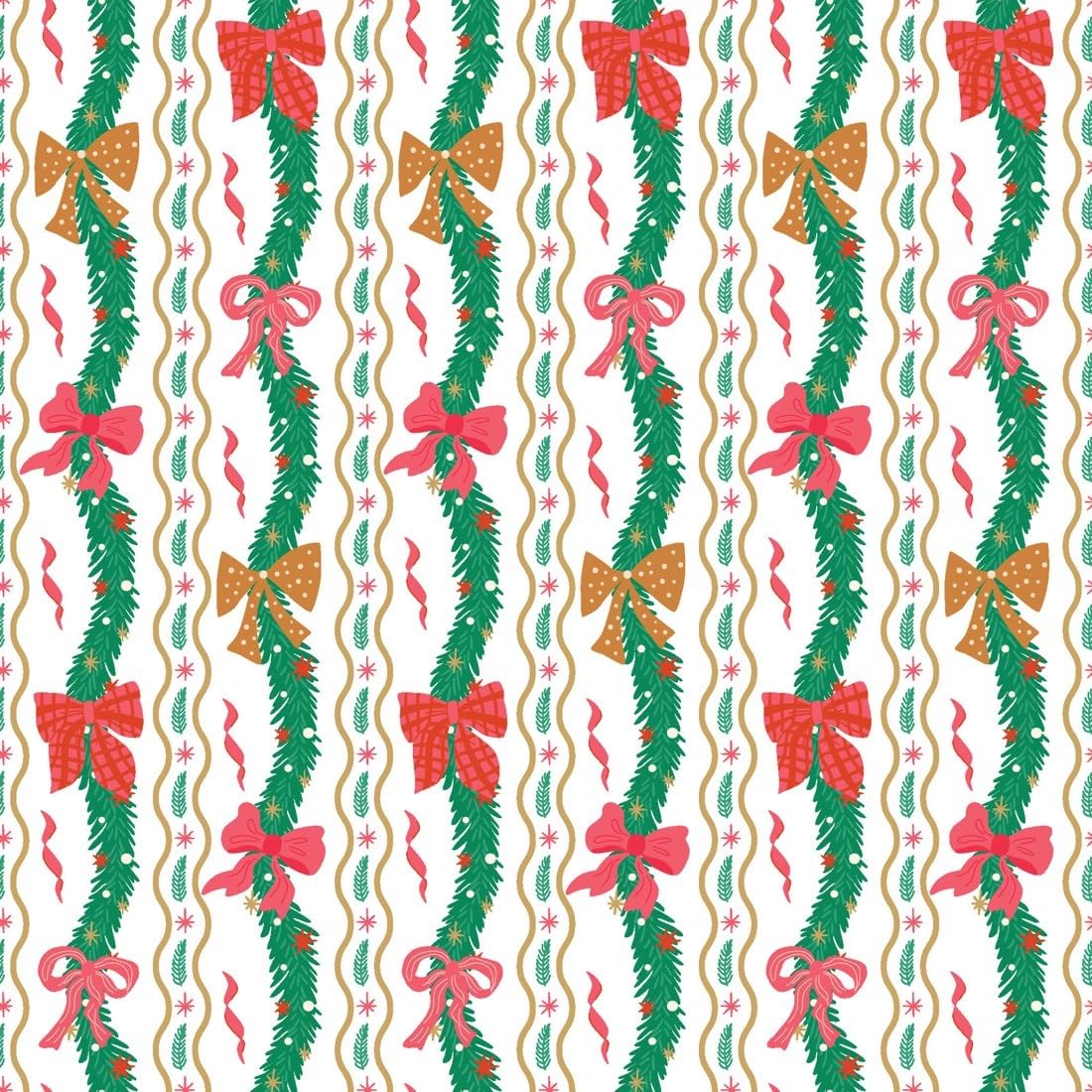 Vertical Christmas Garlands and Red Bows Edible Chocolate Transfer Sheet for Chocolate Covered Strawberries and Bark, 1 Count