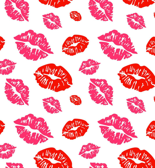 Red & Pink Lipstick Lips Kissy Pattern Edible Image Photo Cake Topper For Half Sheet Cake