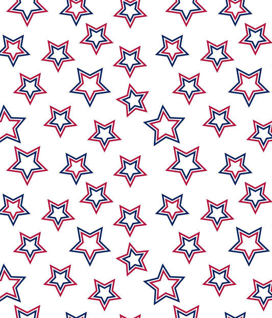Blue, Red & White Star Pattern Edible Image Photo Cake Topper For Quarter Sheet Cake