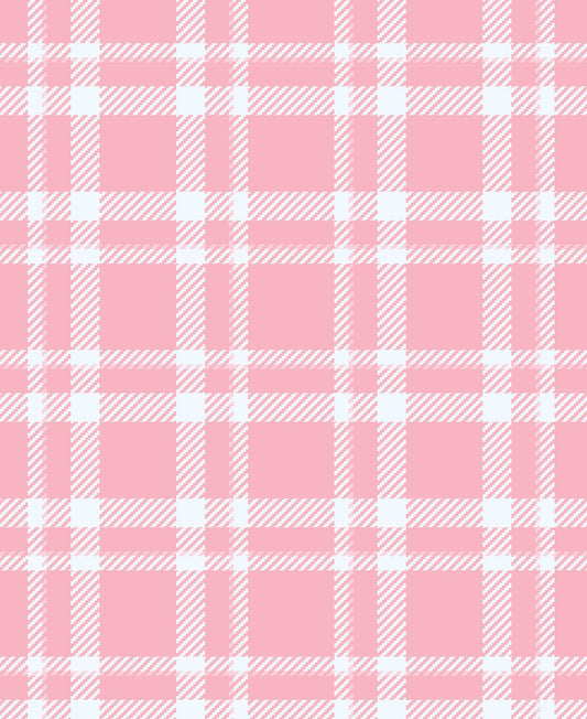 Pink & White Plaid Pattern Edible Image Photo Cake Topper For Quarter Sheet Cake