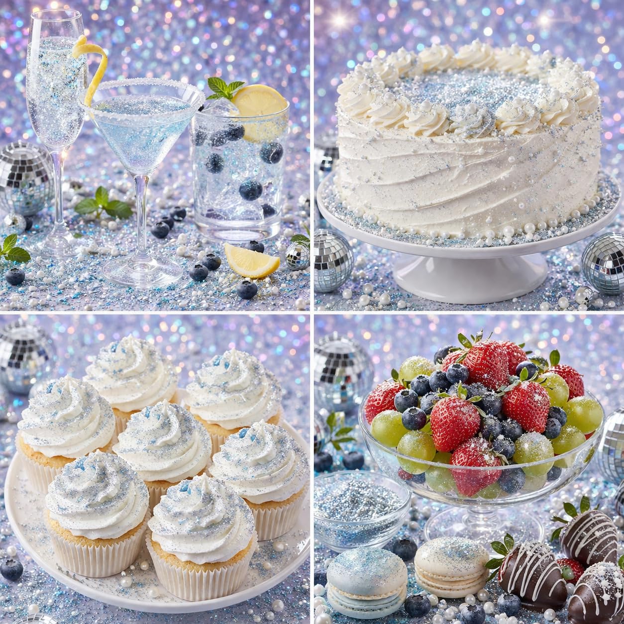 Party Poppin Cake Toppin Crystal Clear, Sparkly & Bright Edible Glitter – Food Grade Edible Glitter for Cakes, Cupcakes & Drinks – Blue – 5 Gram Pot with Tear Drop Lid
