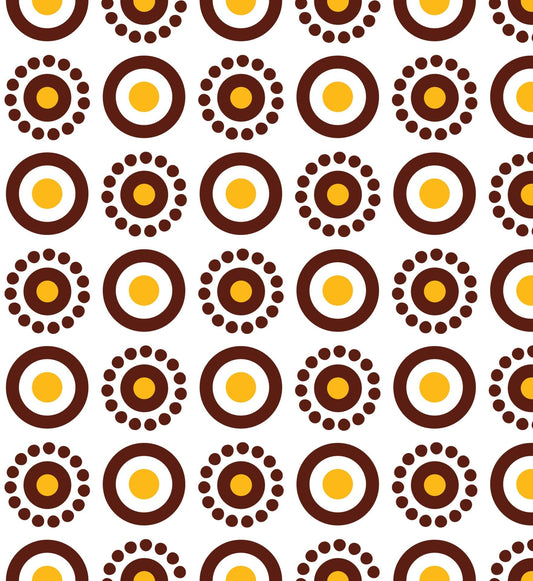 Nordic Yellow, Brown & White Polka Dot Pattern Edible Image Photo Cake Topper For Quarter Sheet Cake