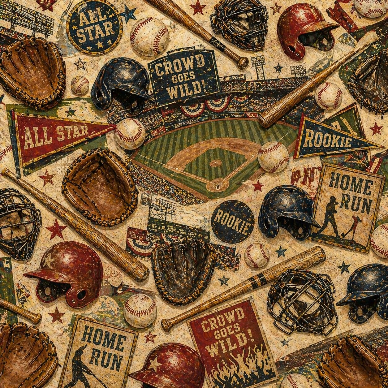 Baseball Theme Vintage Pattern On Edible Image Chocolate Transfer Sheet. Apply To Your Custom Chocolate Treats
