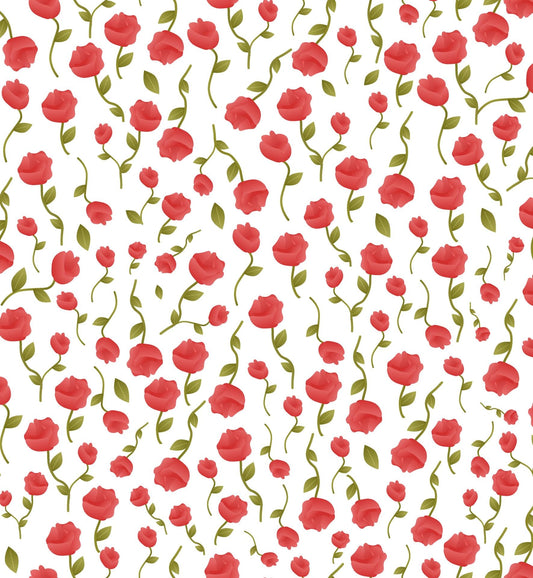 Red Stemmed Roses Pattern Edible Image Photo Cake Topper For Quarter Sheet Cake