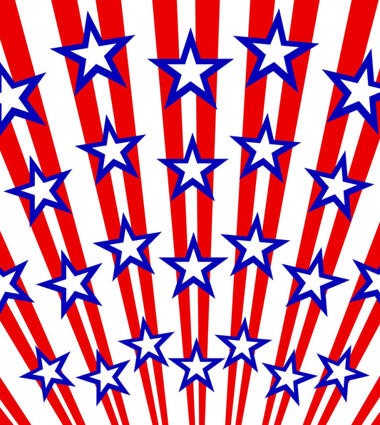 Red, White & Blue Star & Stripe Pattern Edible Image Photo Cake Topper For Quarter Sheet Cake