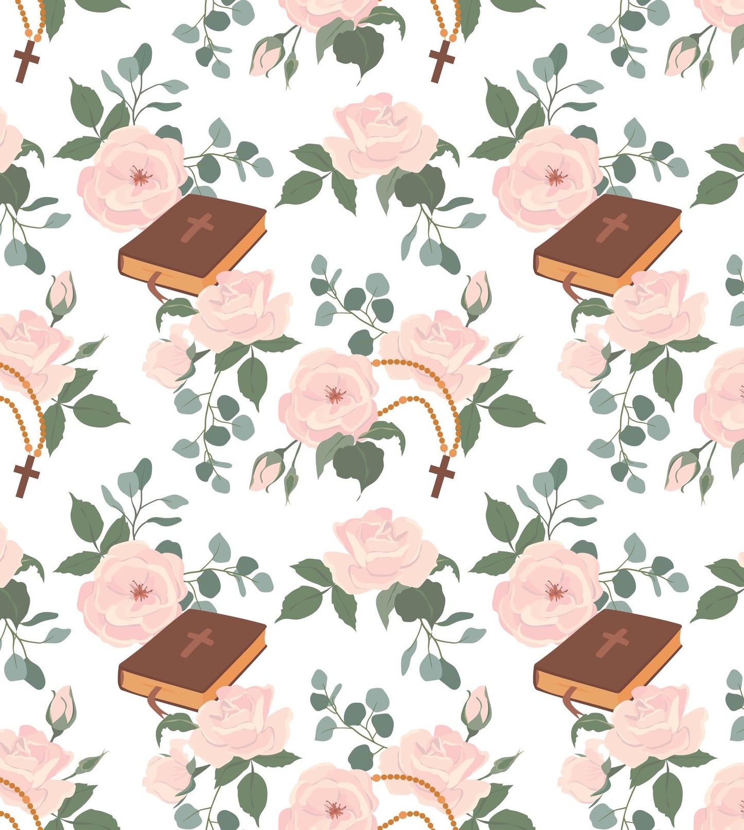 Rose & Bible with White Background Pattern On Edible Image Chocolate Transfer Sheet. Apply To Your Custom Chocolate Treats