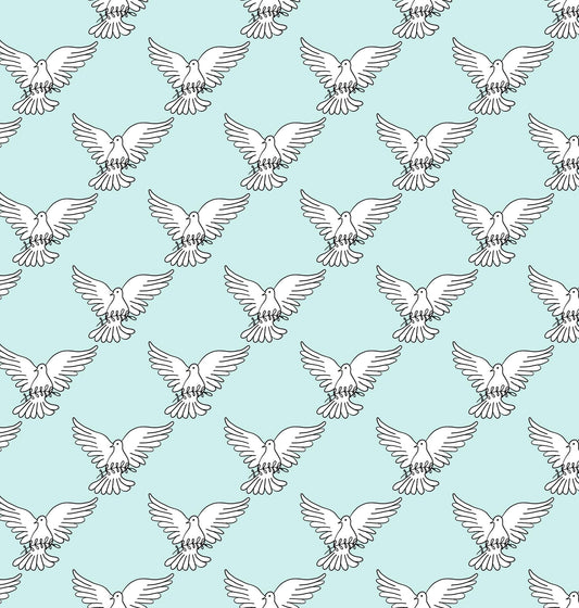 Doves with Olive Branches Pattern Edible Image Photo Cake Topper For Quarter Sheet Cake