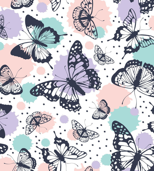 Pastel Turquoise, Pink & Purple Butterfly Pattern On Edible Image Chocolate Transfer Sheet. Apply To Your Custom Chocolate Treats