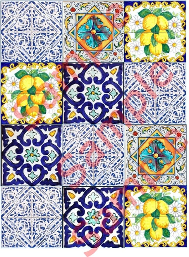 Italian Tile Wedding Edible Image Cake Topper For Quarter Sheet Cake By TNCT