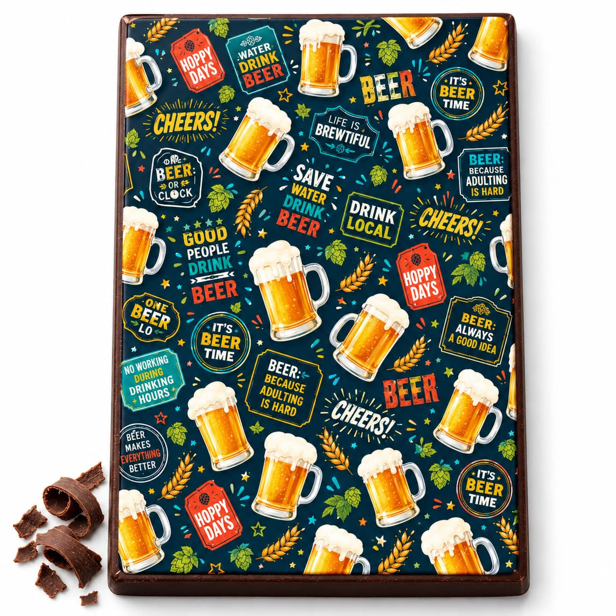 Beer Mugs, Hops and Cheers Edible Image Chocolate Transfer Sheet
