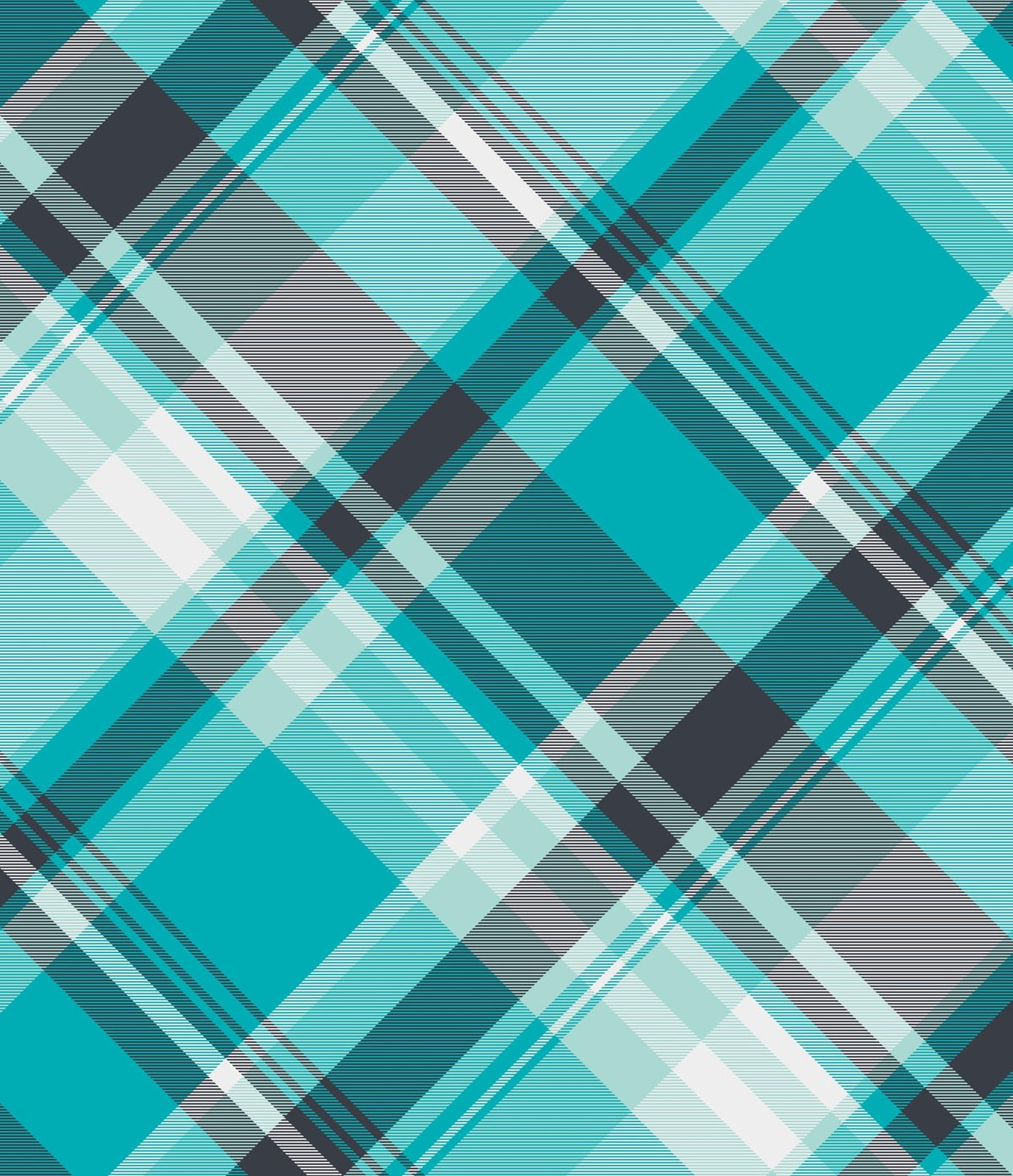 Turquoise, White & Black Tartan Plaid Pattern Edible Image Photo Cake Topper For Half Sheet Cake